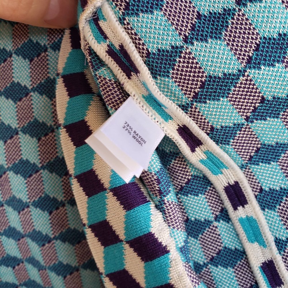 NWT St John Blue/White geomietric cube sweater dress - Picture 10 of 10